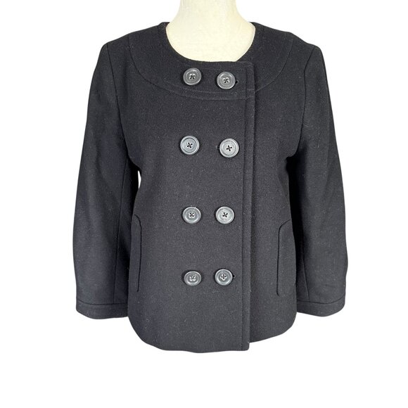 J. Crew women's black fully lined double breasted long sleeve coat - Picture 1 of 8